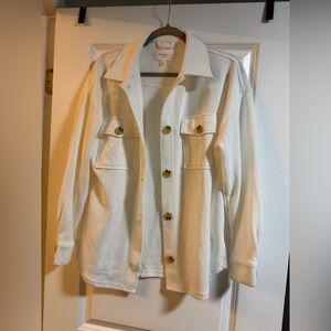 White Button-Up Women's Shirt Jacket